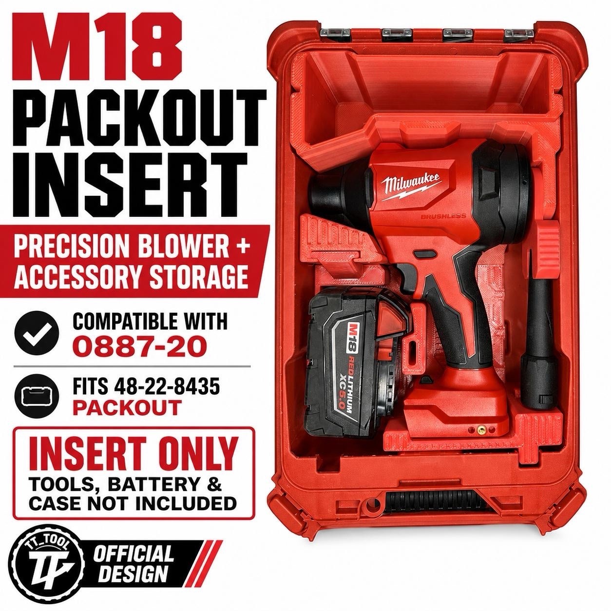Milwaukee M18 0887-20 Precision Blower PACKOUT Insert 48-22-8435 Cherry Red