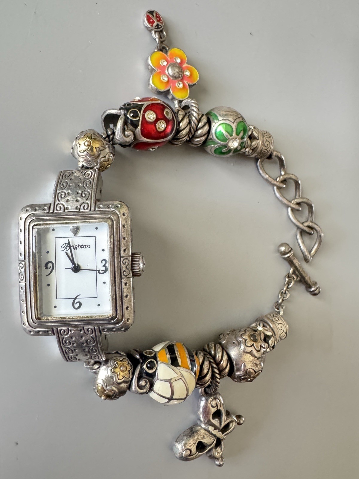 Brighton Cherry Hill Charm Watch Add A Bead Lady Bug Bee Butterfly Spacers