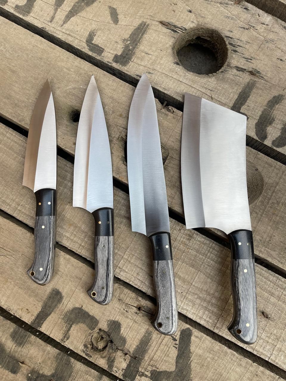 Personalized Chef Knife Set Handmade Black Wood Handle J2 Steel Kitchen Knife. Personalized Chef Knife Set Handmade Black Wood Handle J2 Steel Kitchen Knife.