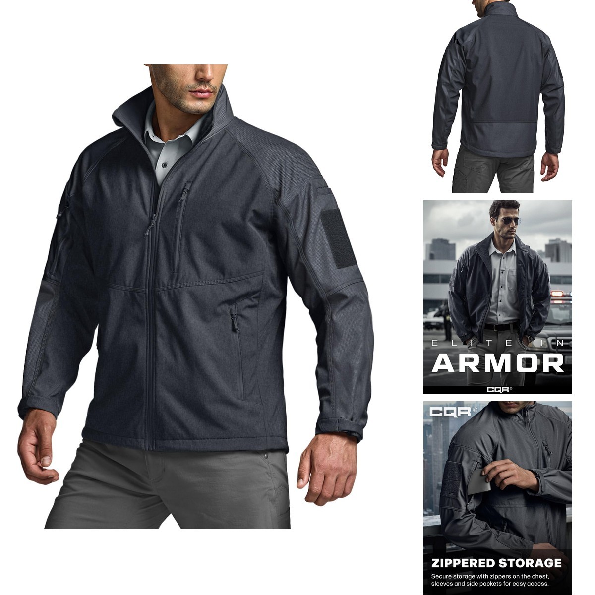 CQR Men\'s Tactical Softshell Jacket Operator X Dark Grey Large CQR Men\'s Tactical Softshell Jacket Operator X Dark Grey Large