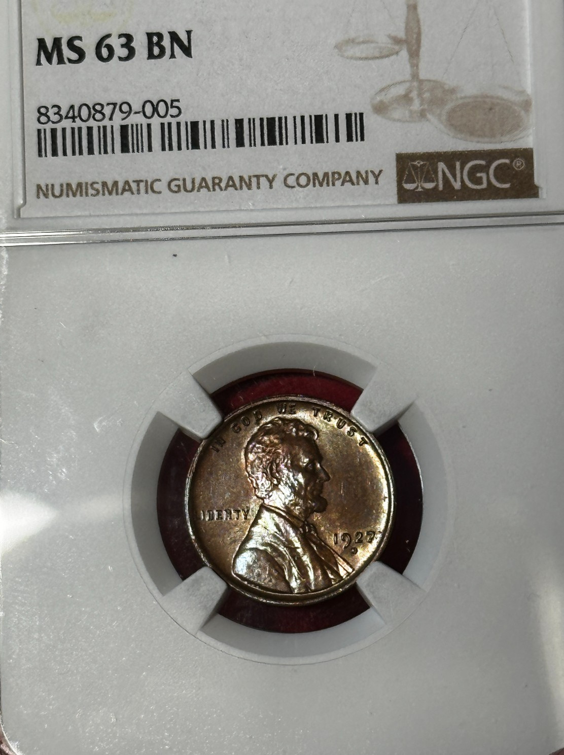 1927 D  1C Lincoln Wheat Back CENT UNCIRCULATED NGC MS 63 BN Premium+++