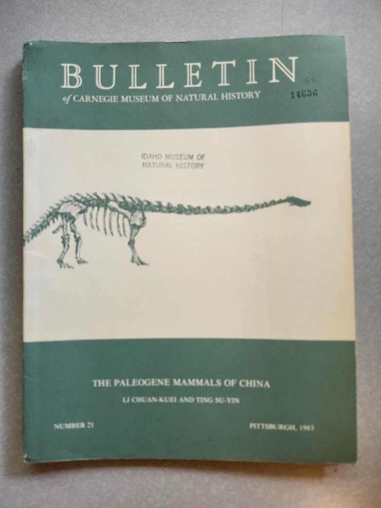 The Paleogene Mammals China Carnegie Museum Natural History Bulletin Evolution 