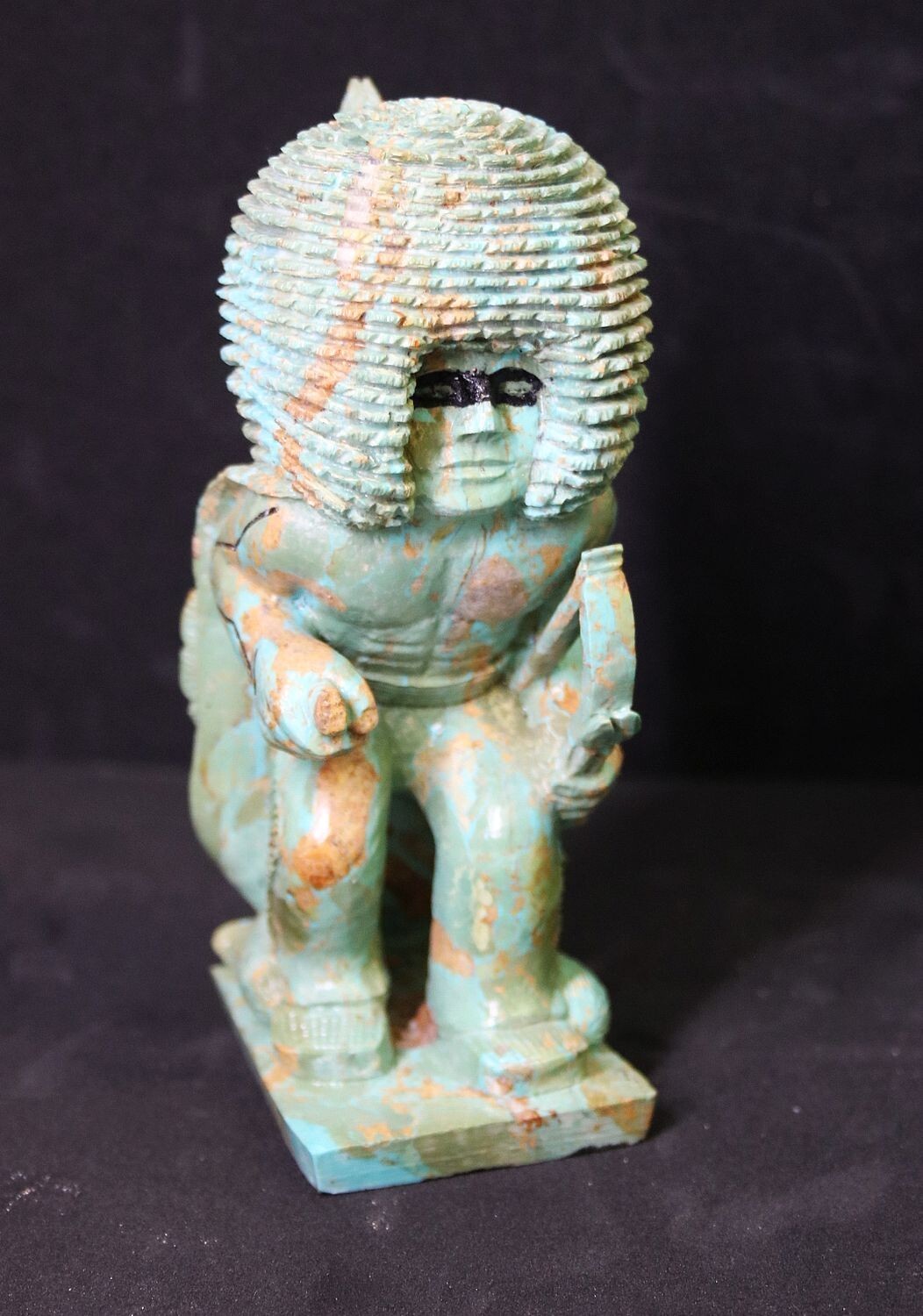 Native American Dog Soldier Hand Carved Turquoise  Powwow Lakota Cheyenne