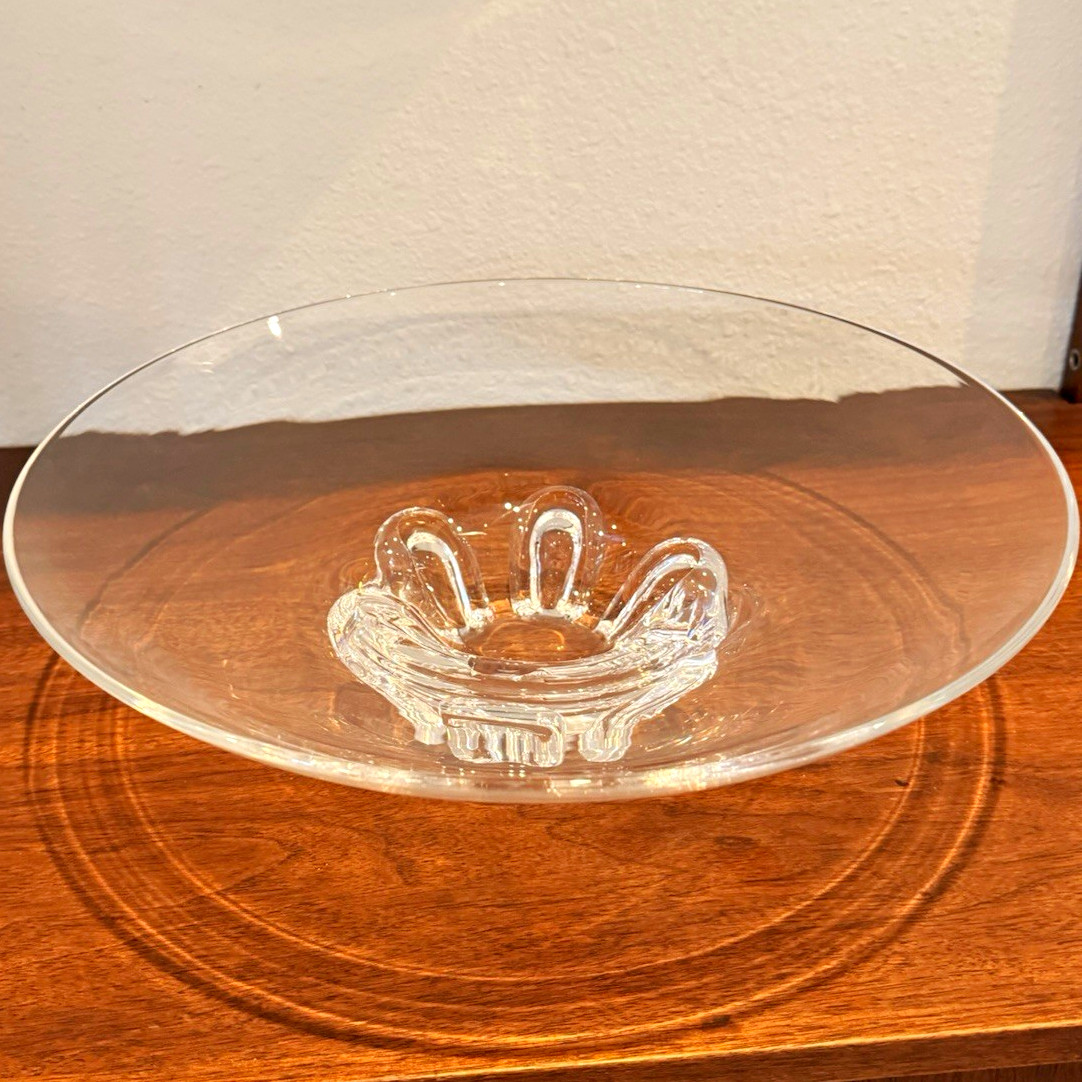 Steuben Vintage Glass Foot Coronet Bowl, Signed. 13” Diameter. Steuben Vintage Glass Foot Coronet Bowl, Signed. 13” Diameter.