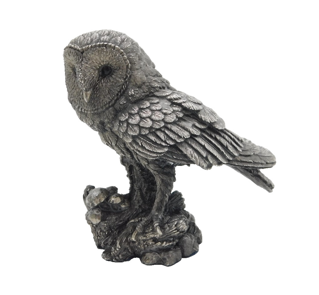 Country Artists Sterling Silver Filled Perched Owl Figurine Statue Vintage 1997