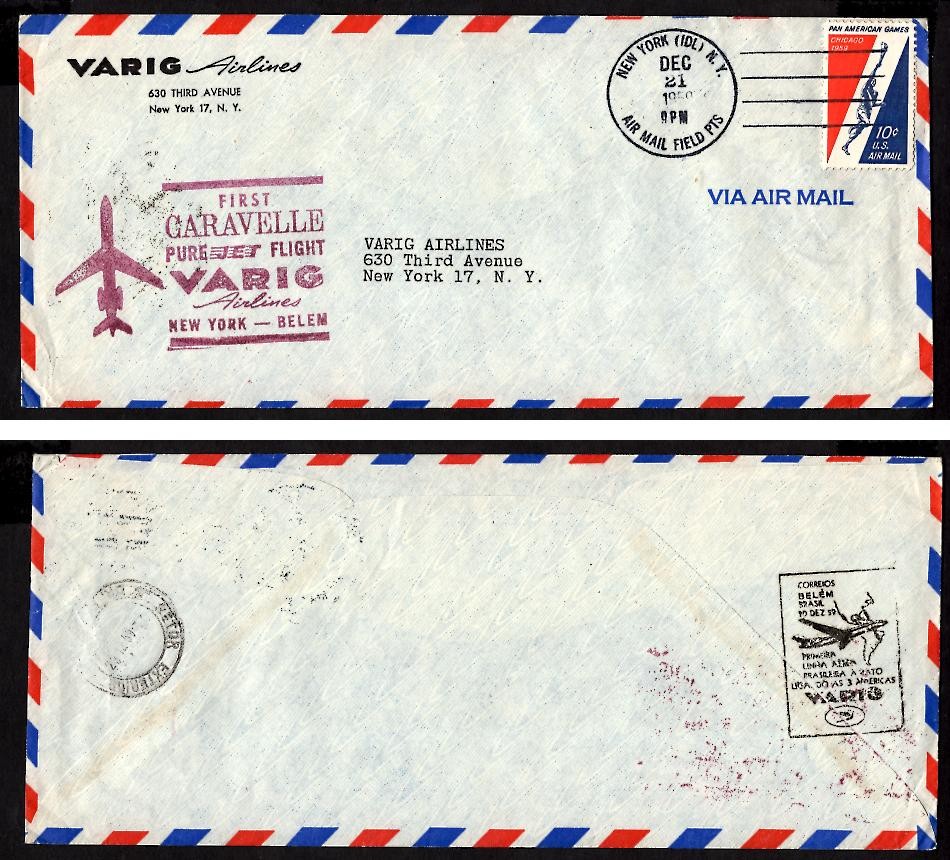 #J391f Varig Airlines First Jet Flight December 21 1959 NY AMF to Belem Brazil #J391f Varig Airlines First Jet Flight December 21 1959 NY AMF to Belem Brazil