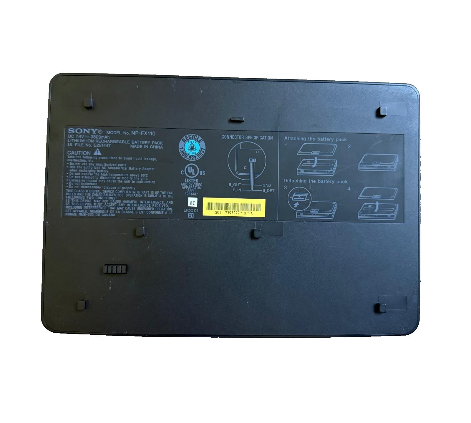 OEM Genuine Sony NP-FX110 Lithium-ion RECHARGEABLE BATTERY for DVP-FX Series DVD