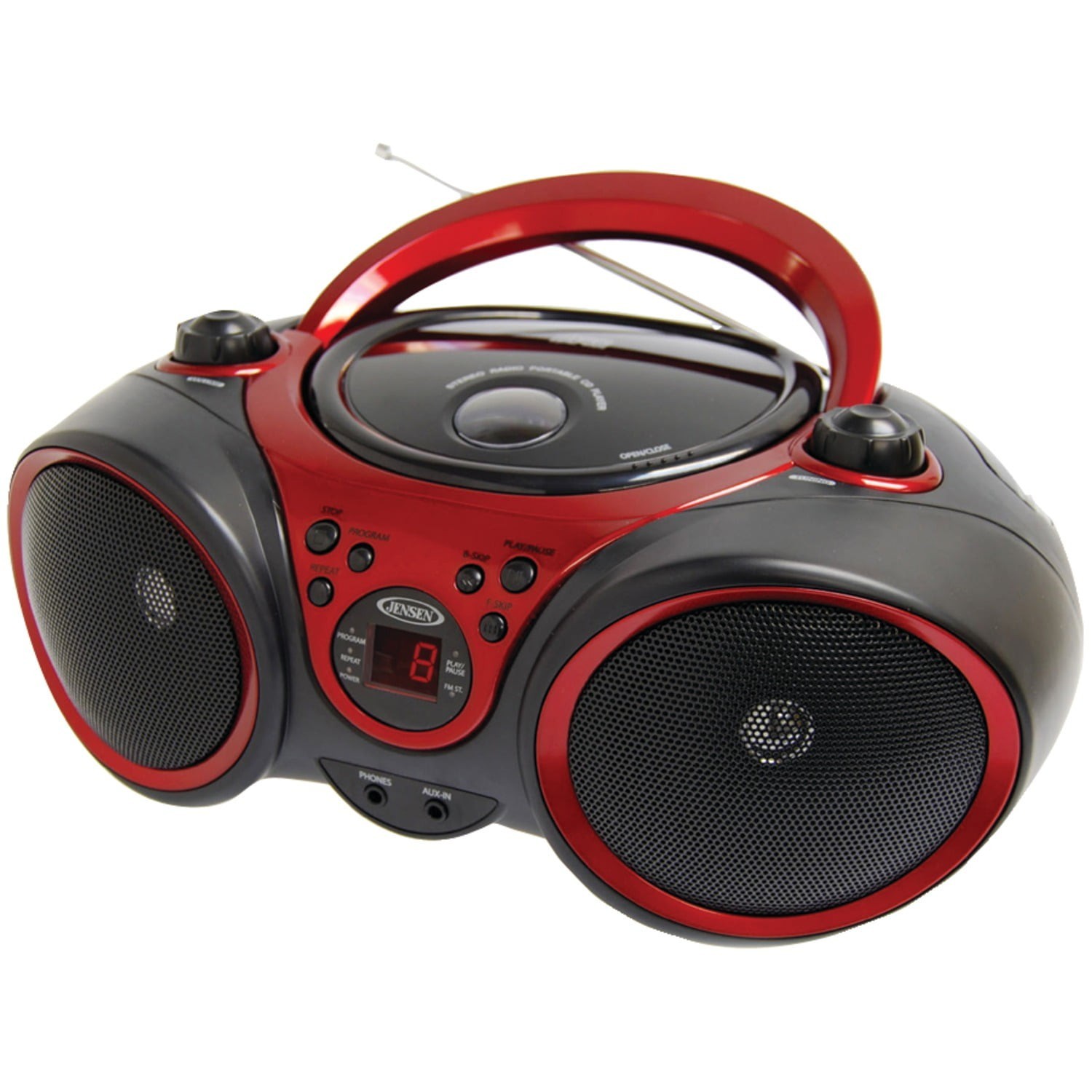 Jensen CD Player Boombox Portable AM/FM Stereo Radio Red - 