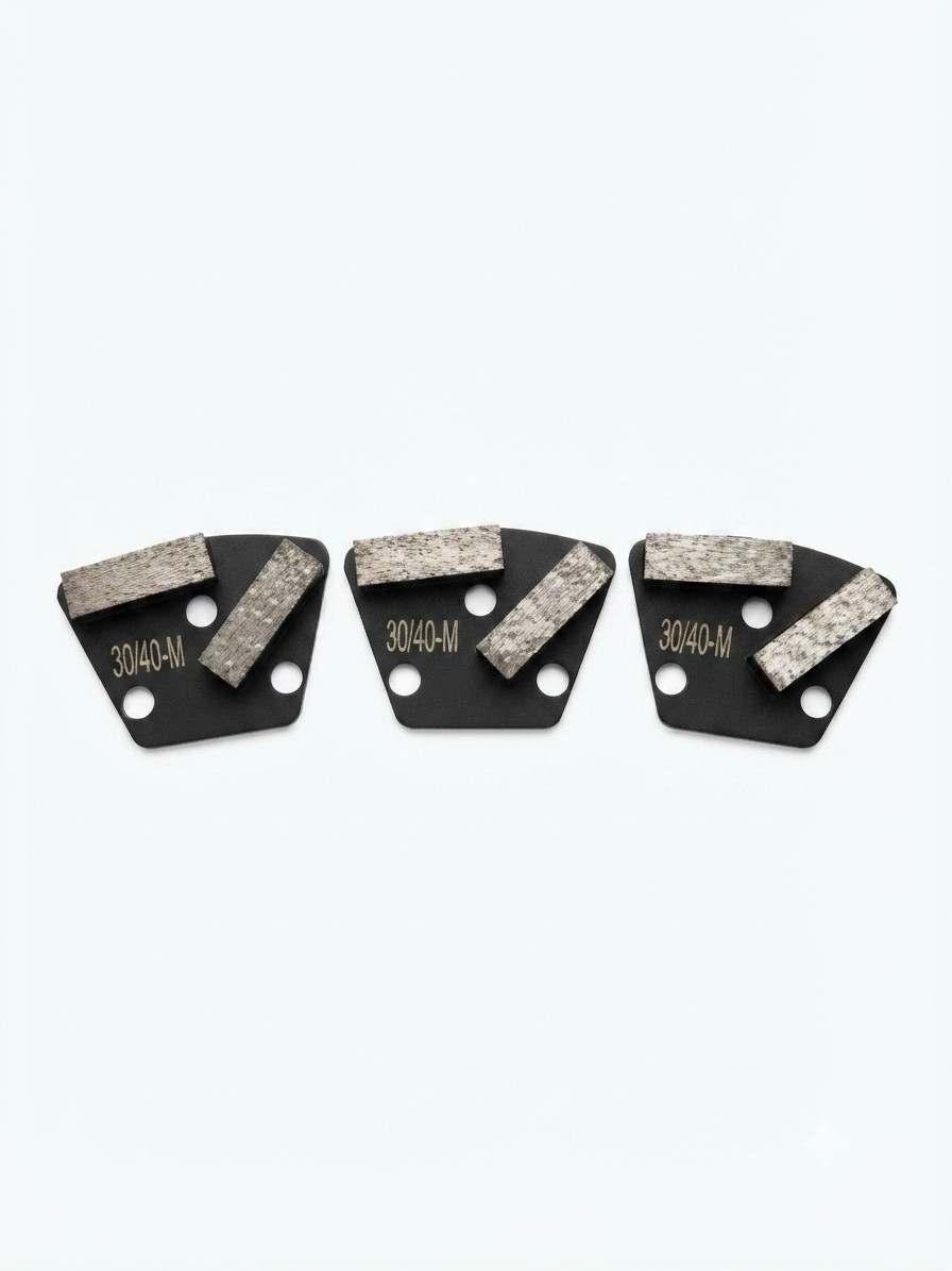 3-Pack Double Segment Diamond Grinding Shoes (30/40 Grit, Medium Bond)
