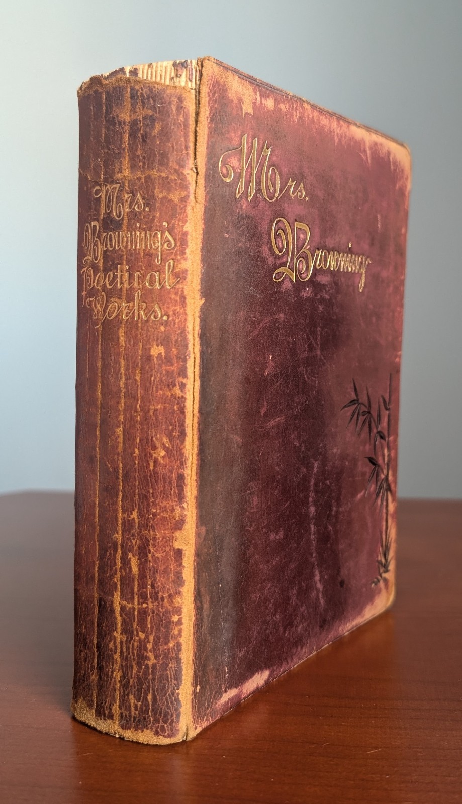 Elizabeth Barrett Browning Poetical Works 1882 Padded Leather Gilt Antique Book