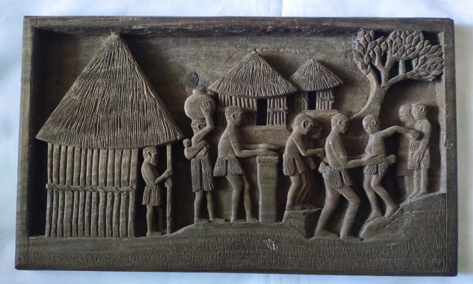 Vintage African Tribal Relief Hand Carved 17\ Vintage African Tribal Relief Hand Carved 17\