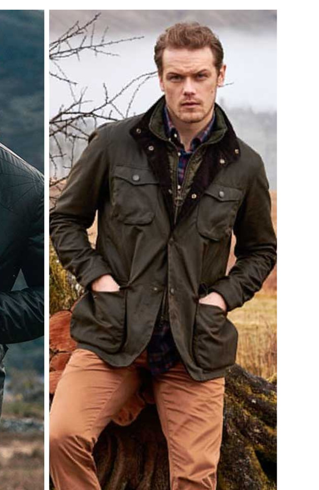 BARBOUR Ogston Wax Jacket w/ Elbow Patches Olive  MSRP$625 Sam Heughan's Fav