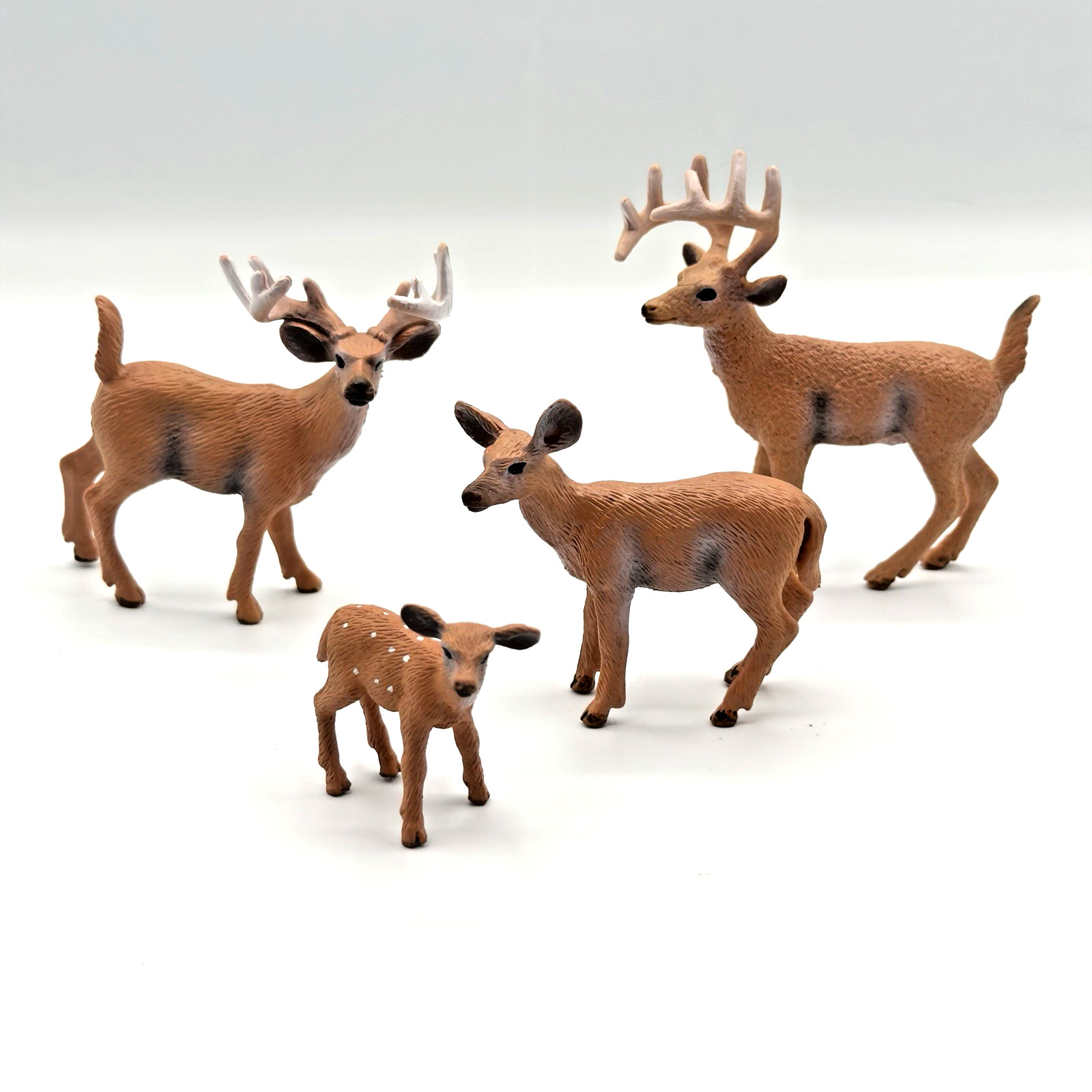 VTG Schleich White Tail Deer Family Lot 4 2 Bucks Doe Fawn Retired Y2K Figures