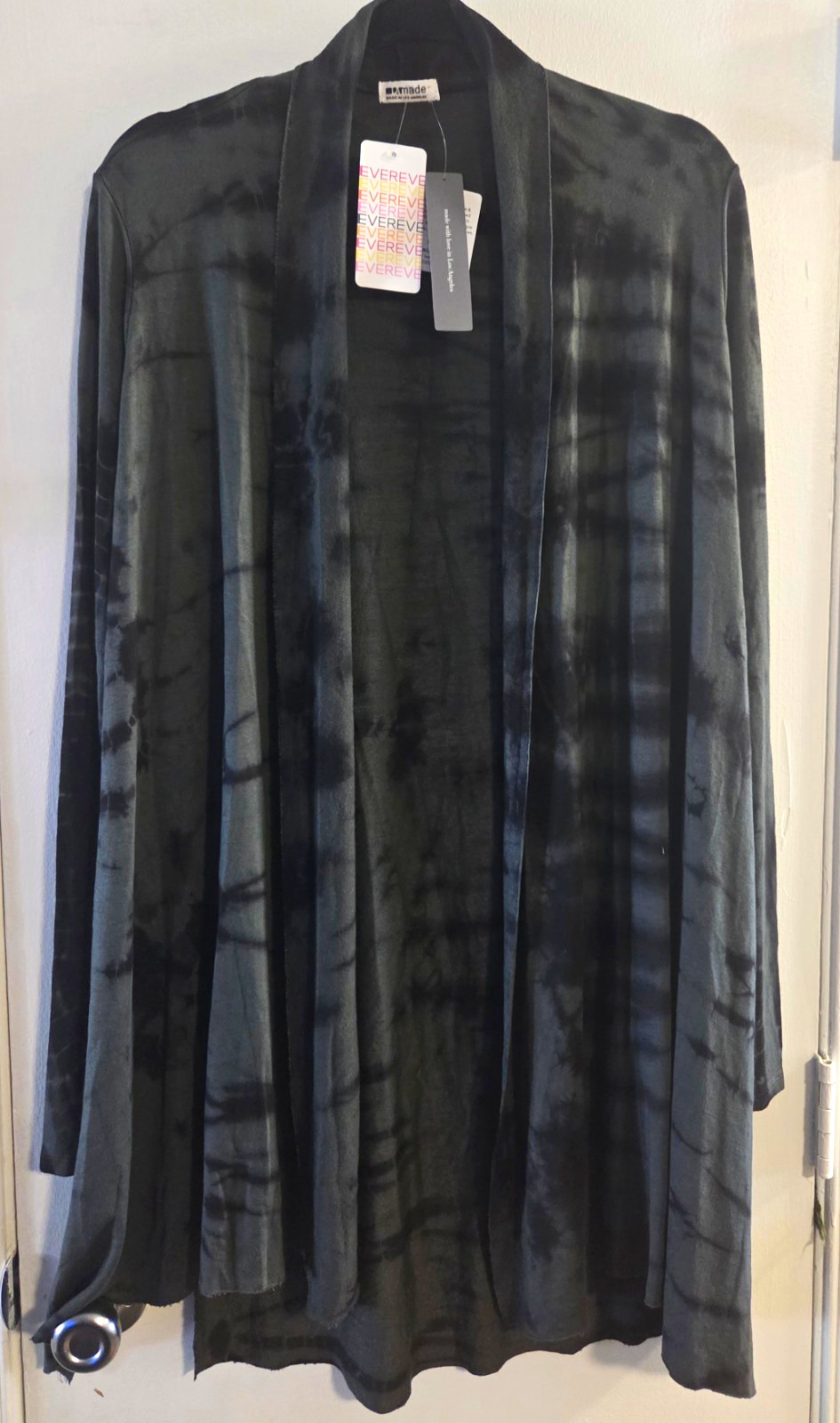 NWT EVEREVE Velvet Tie Dye Cardigan XS Open Front Cozy Kimono Draped Jacket Lux