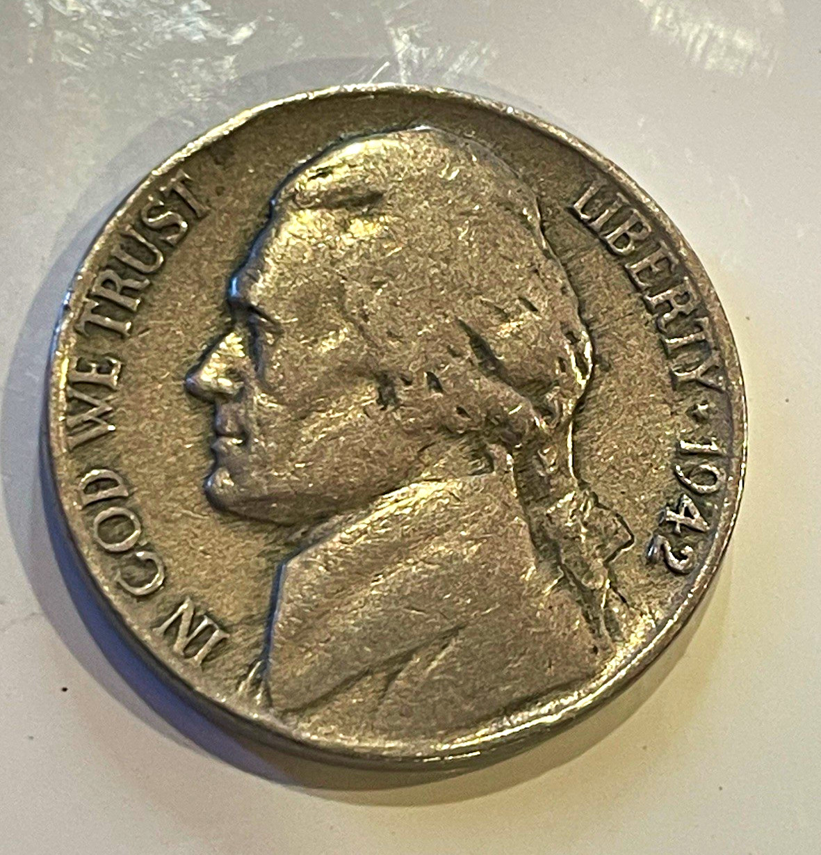 Ultra-rare Museum-Grade 1942 “WAR” nickel [abnormally light: around 4.83g]