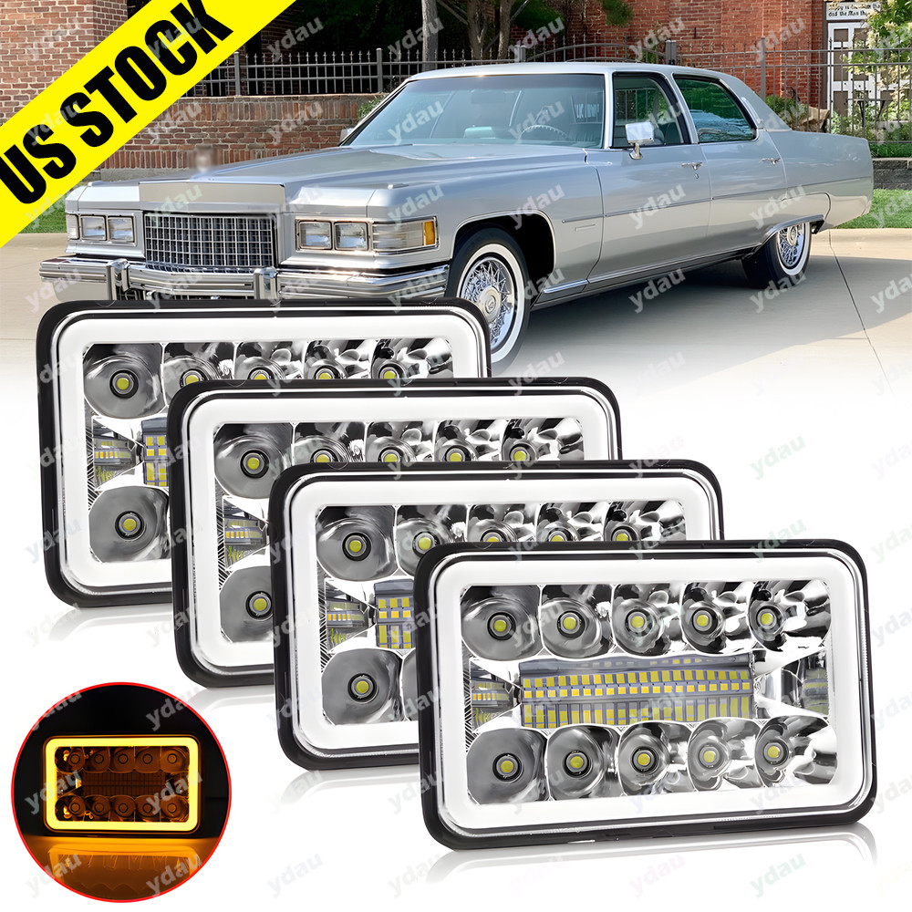 4pcs 4x6\'\' LED Headlights Hi-Lo W/DRL For Cadillac Fleetwood DeVille 1975-1986
