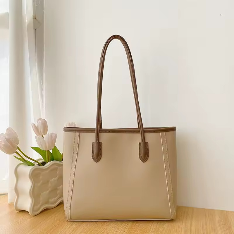 Women\'s Leather Commuter Shoulder Bag Large Capacity Daily Tote Handbag