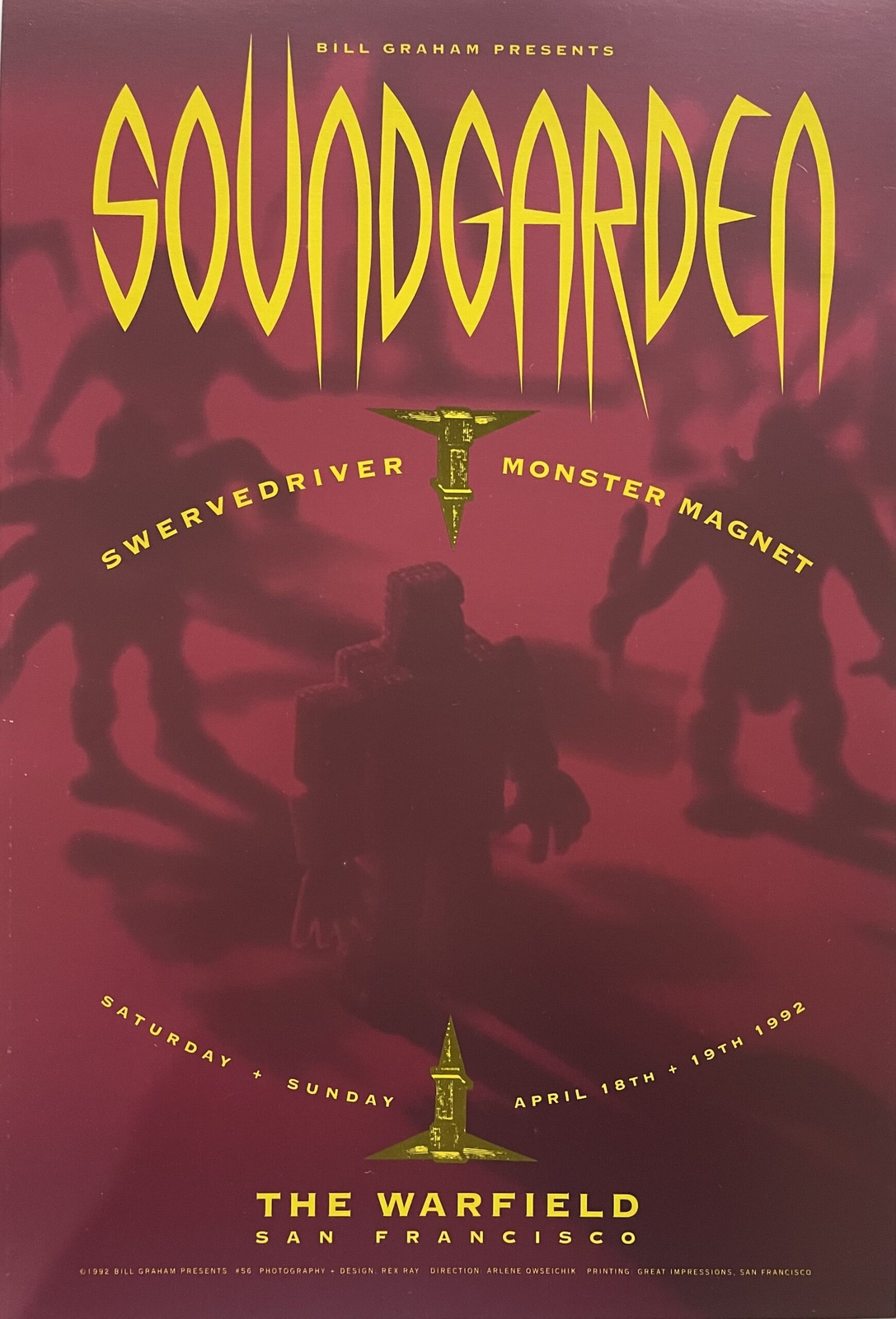 Soundgarden Concert Poster San Francisco 1992 BGP-56 The Warfield