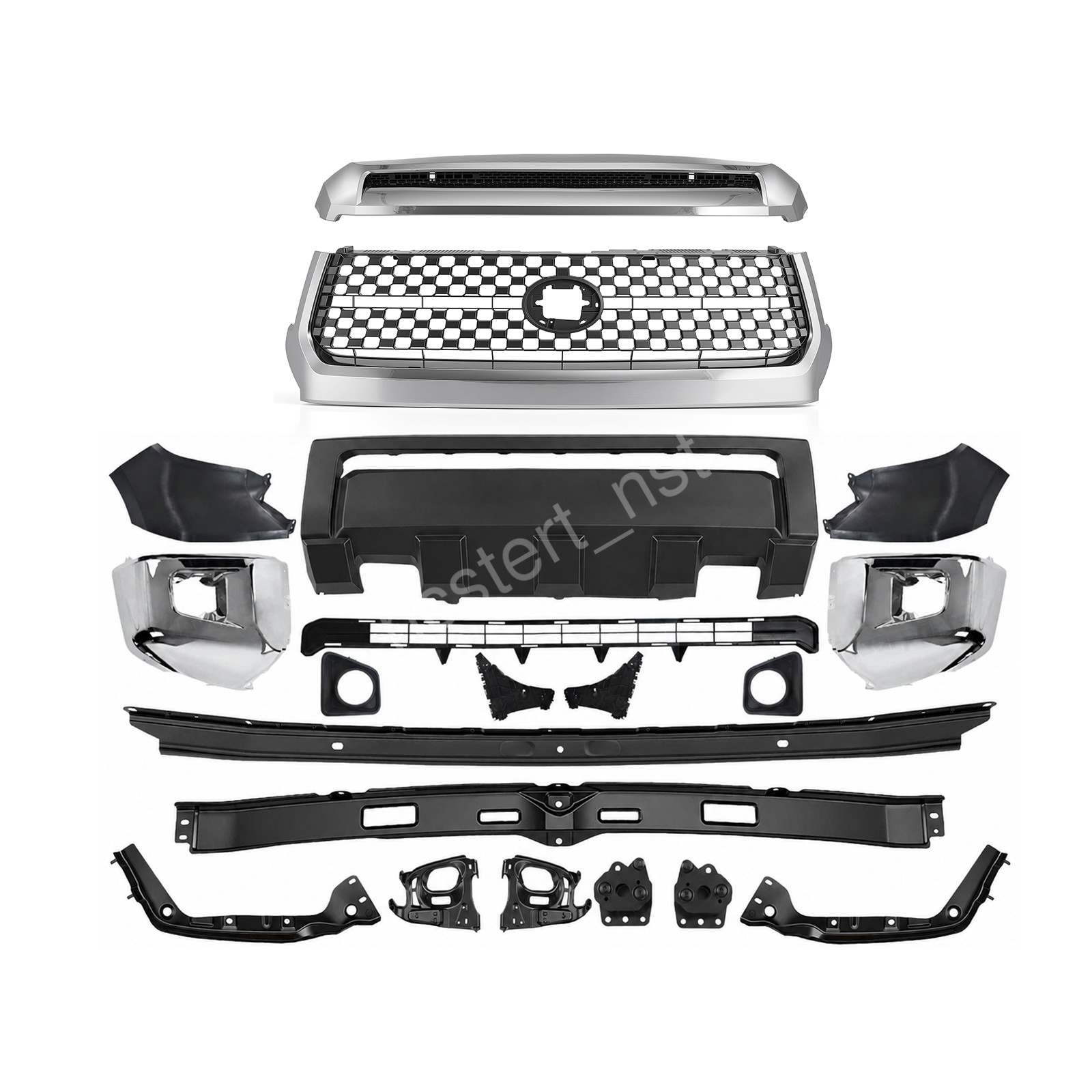 For 2014-2021 Toyota Tundra Front Bumper / Grille Assembly Kit Chrome / Black
