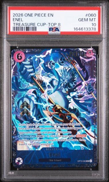 2026 ONE PIECE PROMOS TREASURE CUP-TOP 8 #060 ENEL PSA 10 2026 ONE PIECE PROMOS TREASURE CUP-TOP 8 #060 ENEL PSA 10