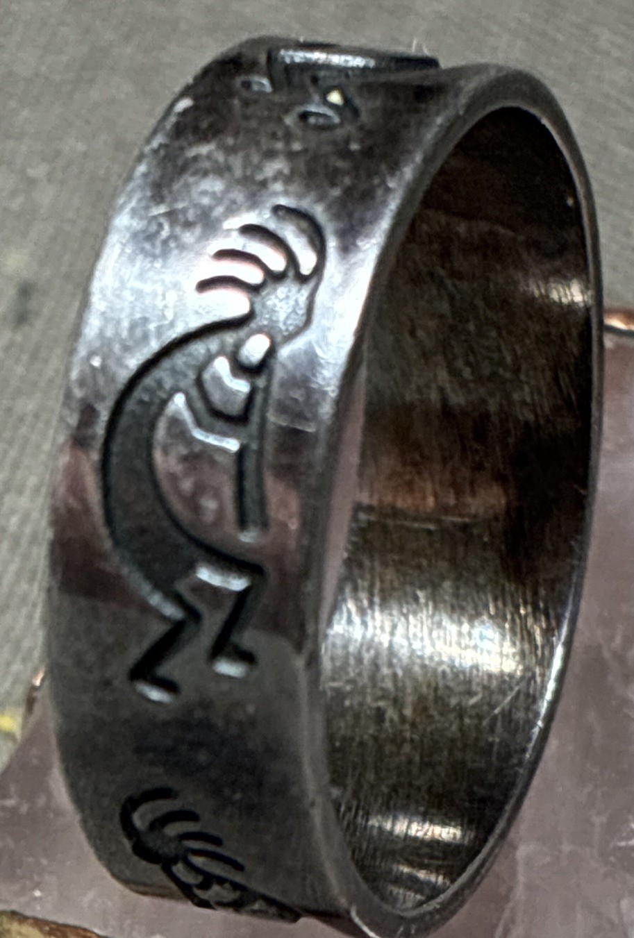 Vintage Hopi Sterling Silver Overlay Ring Band Willis Humeyestewa Signed Size 9 Vintage Hopi Sterling Silver Overlay Ring Band Willis Humeyestewa Signed Size 9