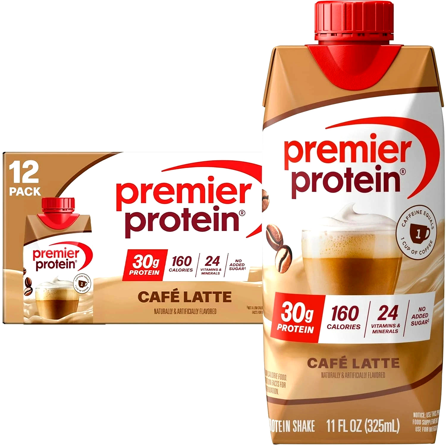 Premier Protein Shake, Café Latte, 30g Protein, 11 Fl Oz, 12 Ct
