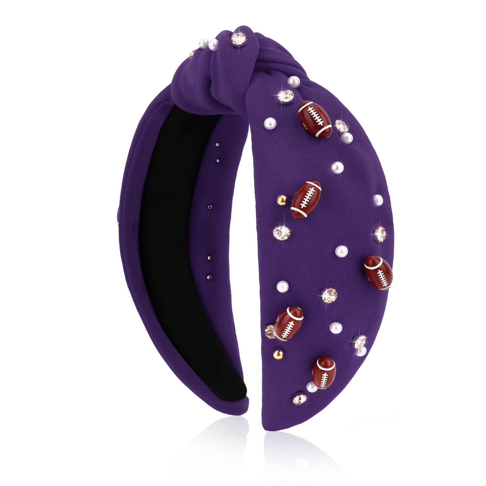 Ondder Football Headband for Women Purple Top Knot Headband for Women Hair Ac...