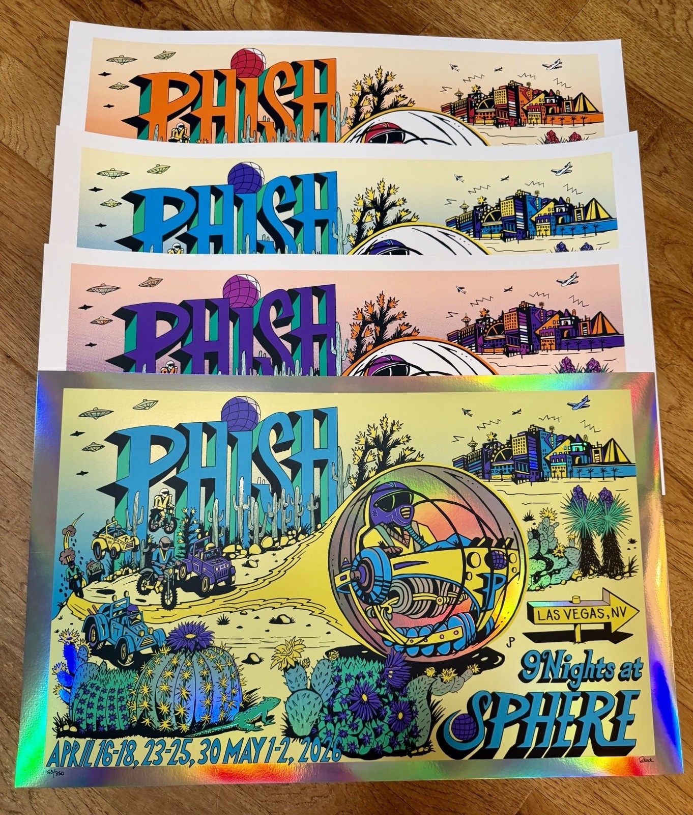 Phish Sphere 2026 4 Poster Set Pollock Orange/Blue /Blue Foil/Grape MINT POLLOCK