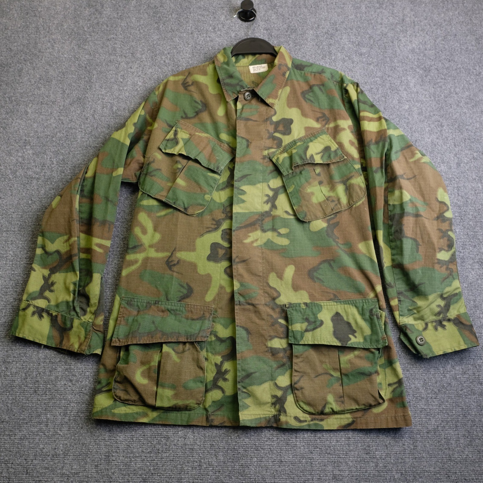 Vintage 60s Military Combat Tropical Jacket Mens Small Green ERDL Camo Army