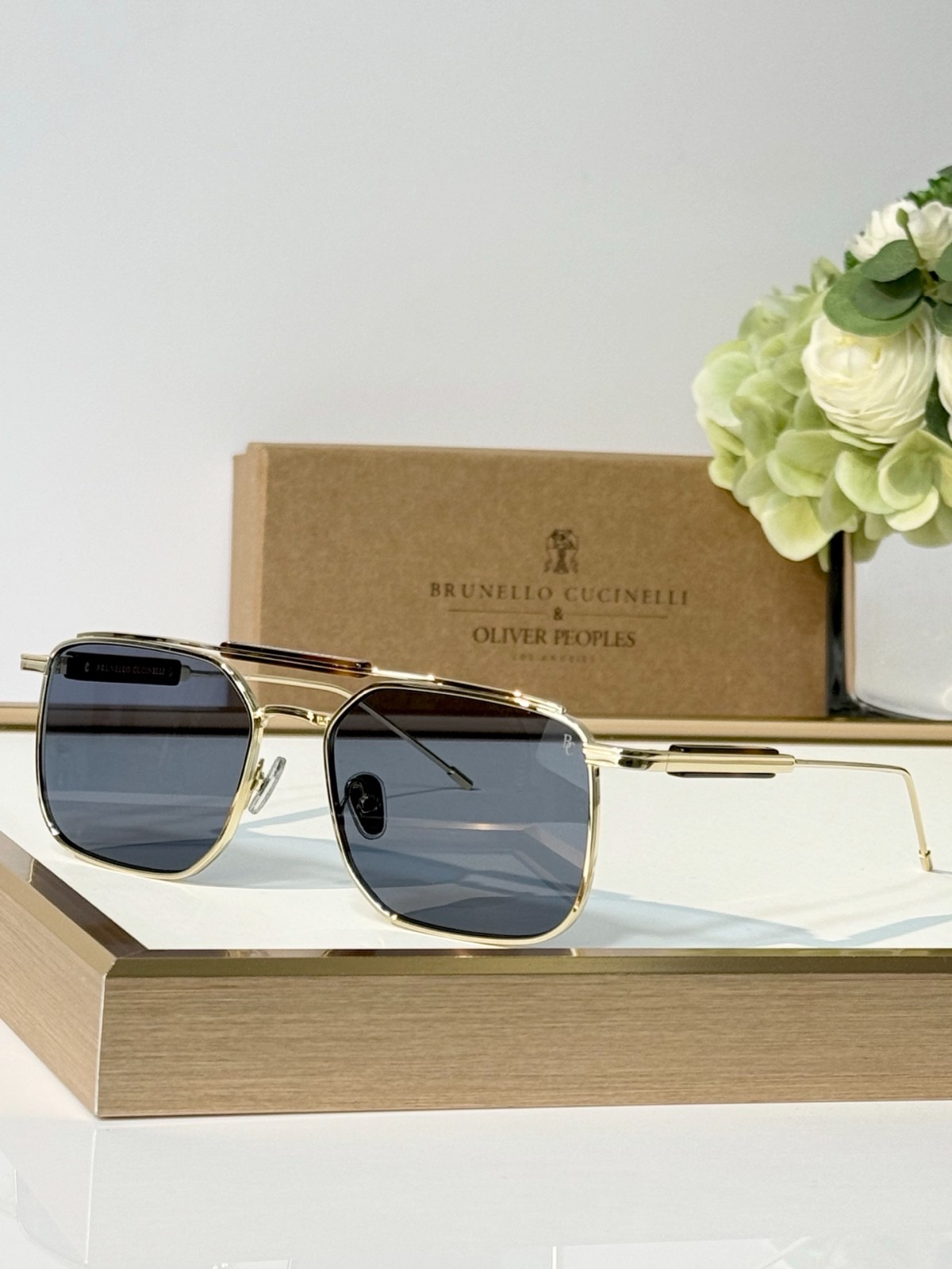 Brunello Cucinelli Oliver Peoples BC2005ST Aviator Sunglasses Gold Frame 55MM Brunello Cucinelli Oliver Peoples BC2005ST Aviator Sunglasses Gold Frame 55MM