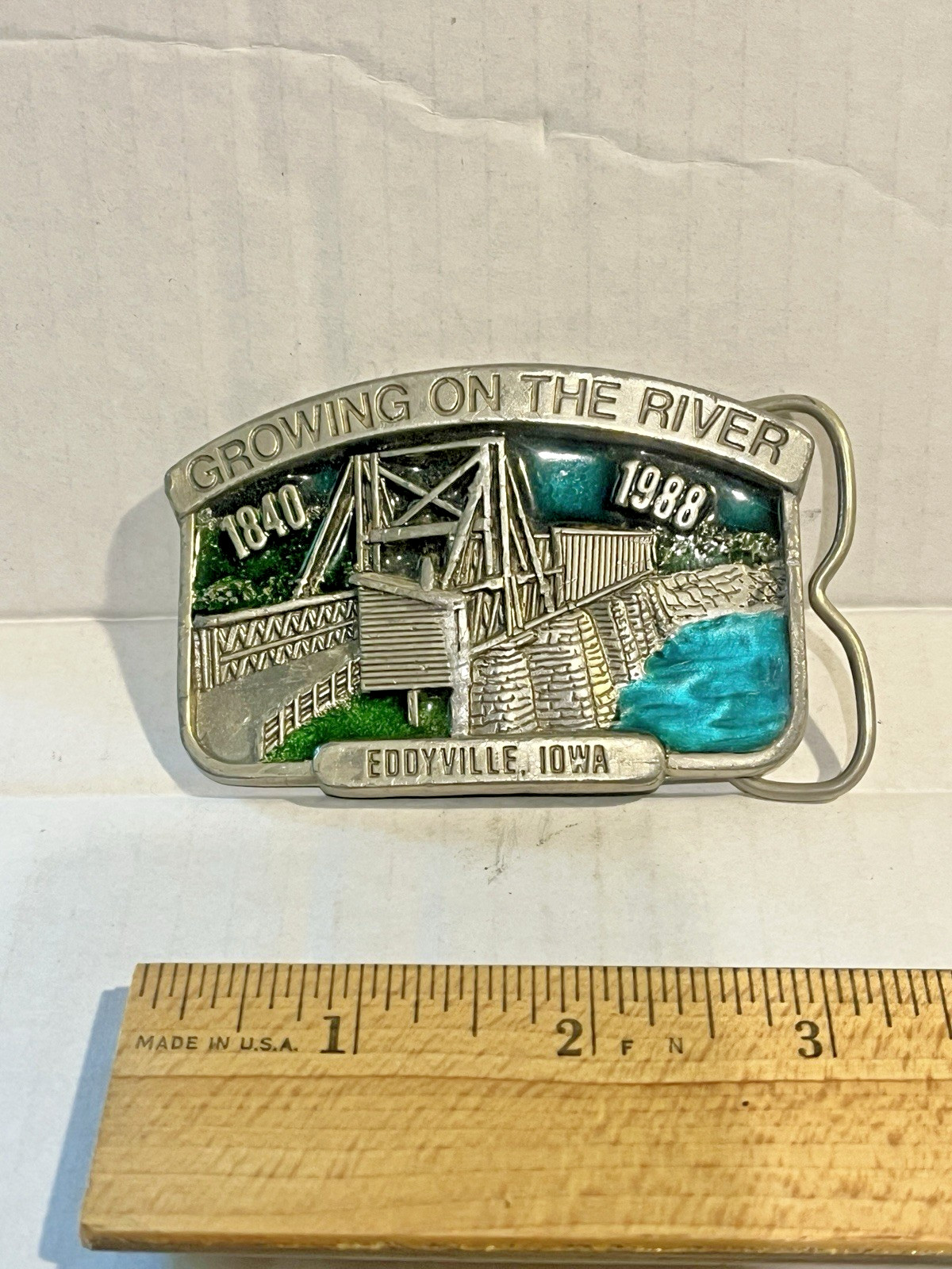 Eddyville Iowa, 1840 to 1988 Commemorative Belt Buckle, Ltd Edition # 126 of 250