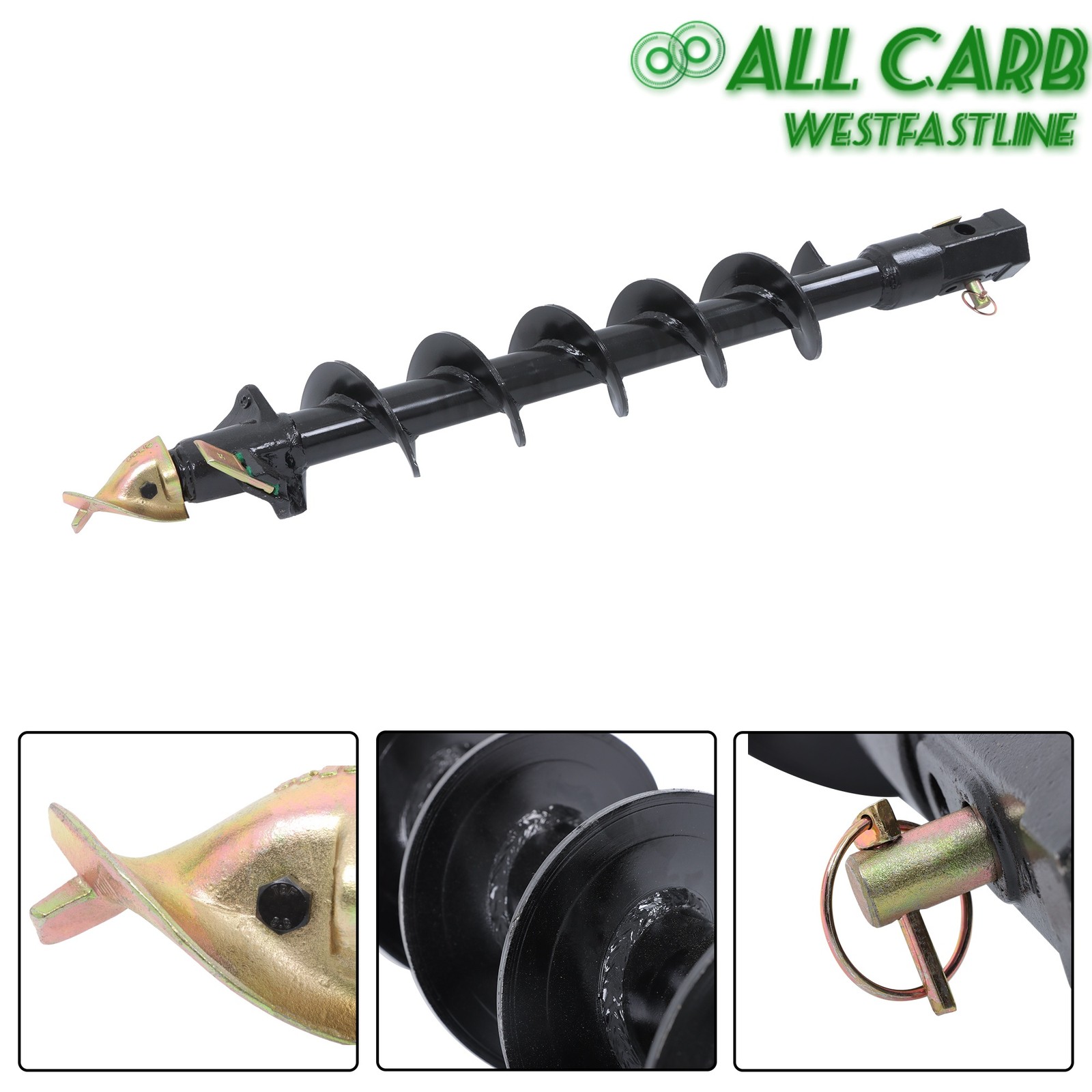 6in x 48in Auger Bit 2 inch Hex Collar Skid Steer Post Hole Digger Attachment