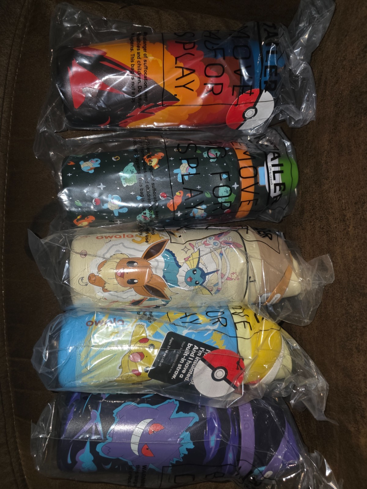 Owala x Pokémon 16oz Stainless Water Bottle FreeSip. COMPLETE SET of 5 IN HAND