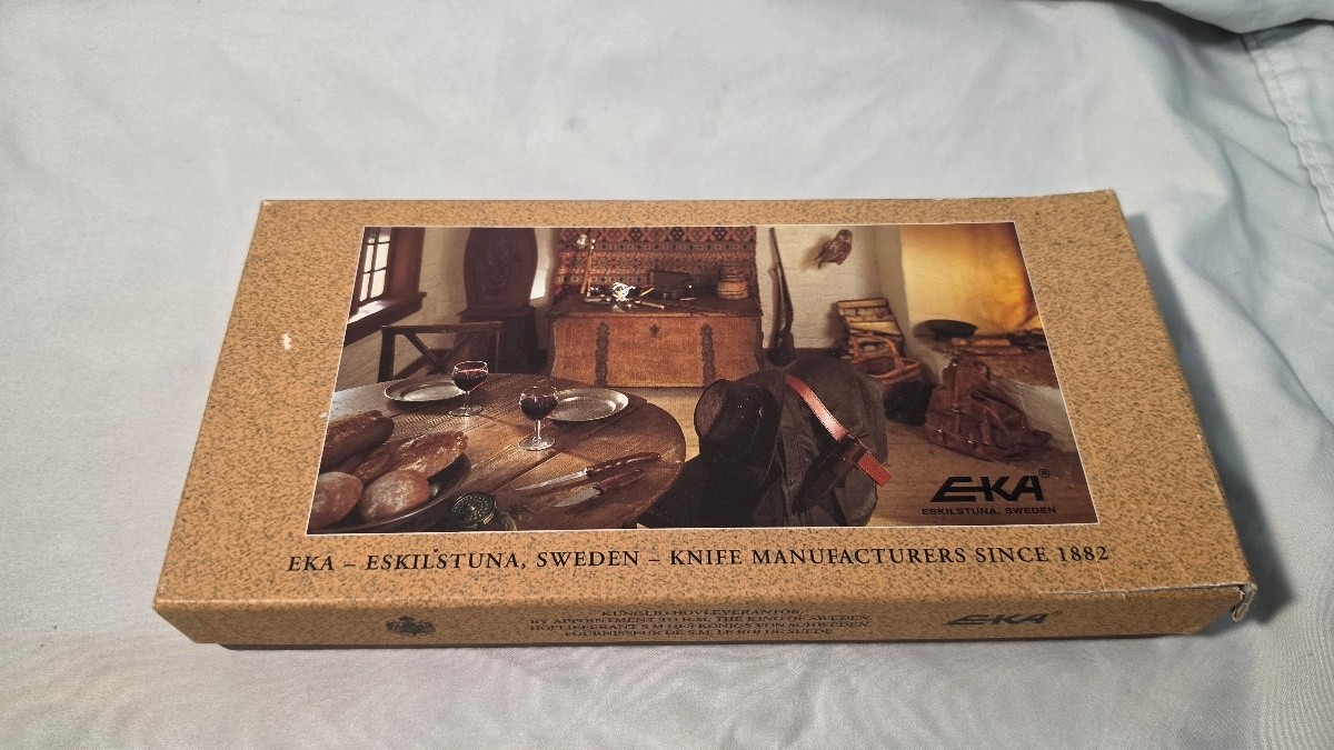 Vintage EKA Swedish RARE Knives & Forks Set Wood Handles w/ Original Box Vintage EKA Swedish RARE Knives & Forks Set Wood Handles w/ Original Box