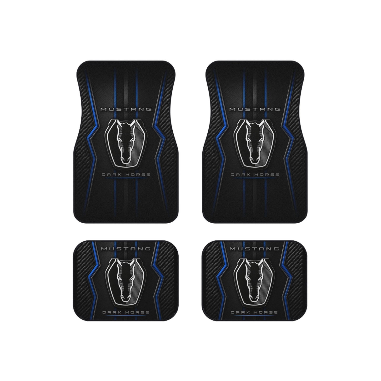 Dark Horse Car Floor Mats Set 4 Anti Slip Front Rear Universal Sports Car Style