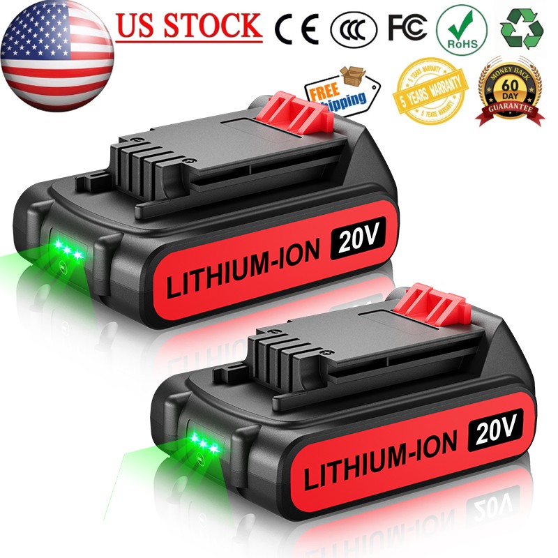 2PACK 20V 1.5Ah Lithium-ion Battery / Charger for BLACK  DECKER 20 Volt LBXR20
