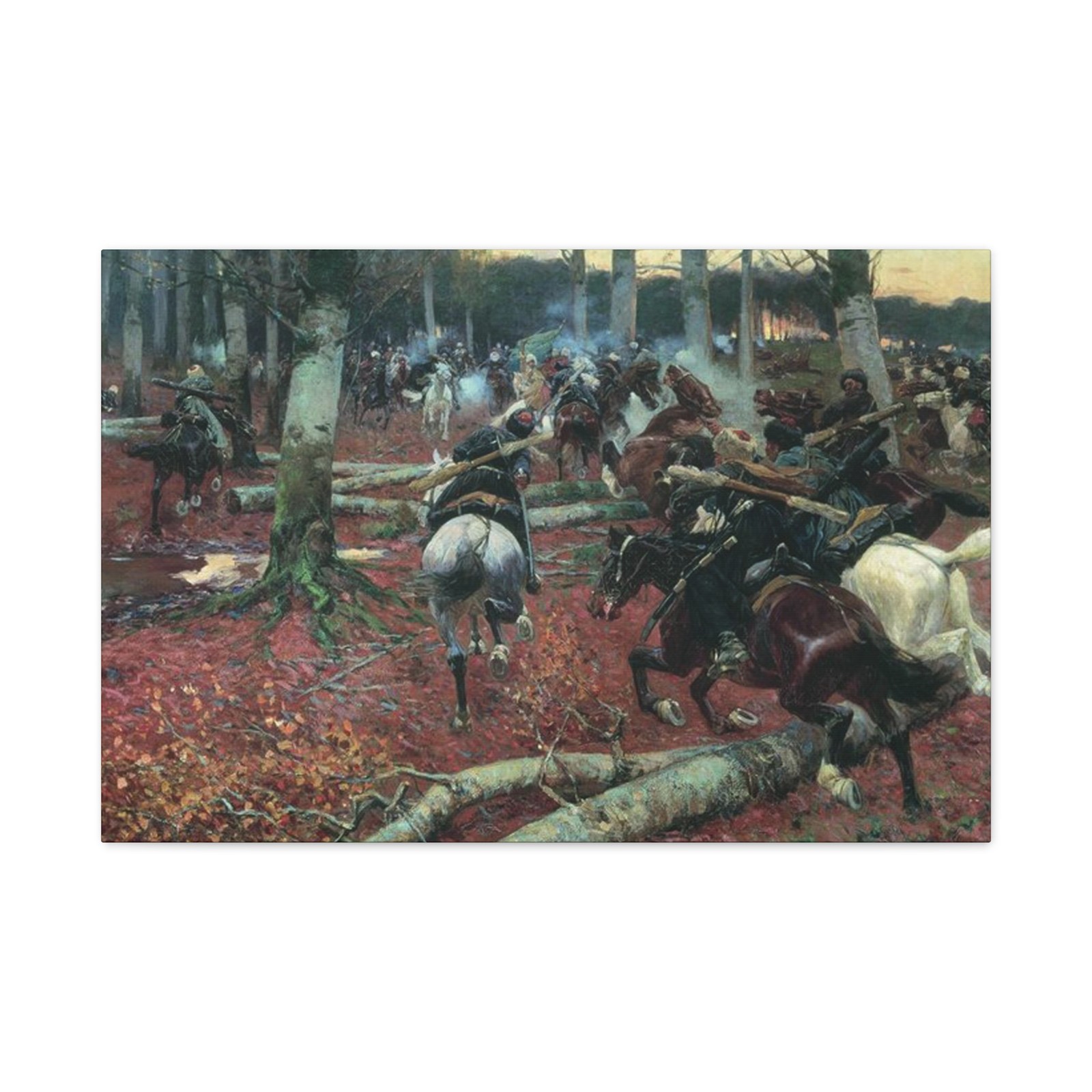 Franz Roubaud (1856-1928) Scene from Caucasian war - Canvas Wall Art