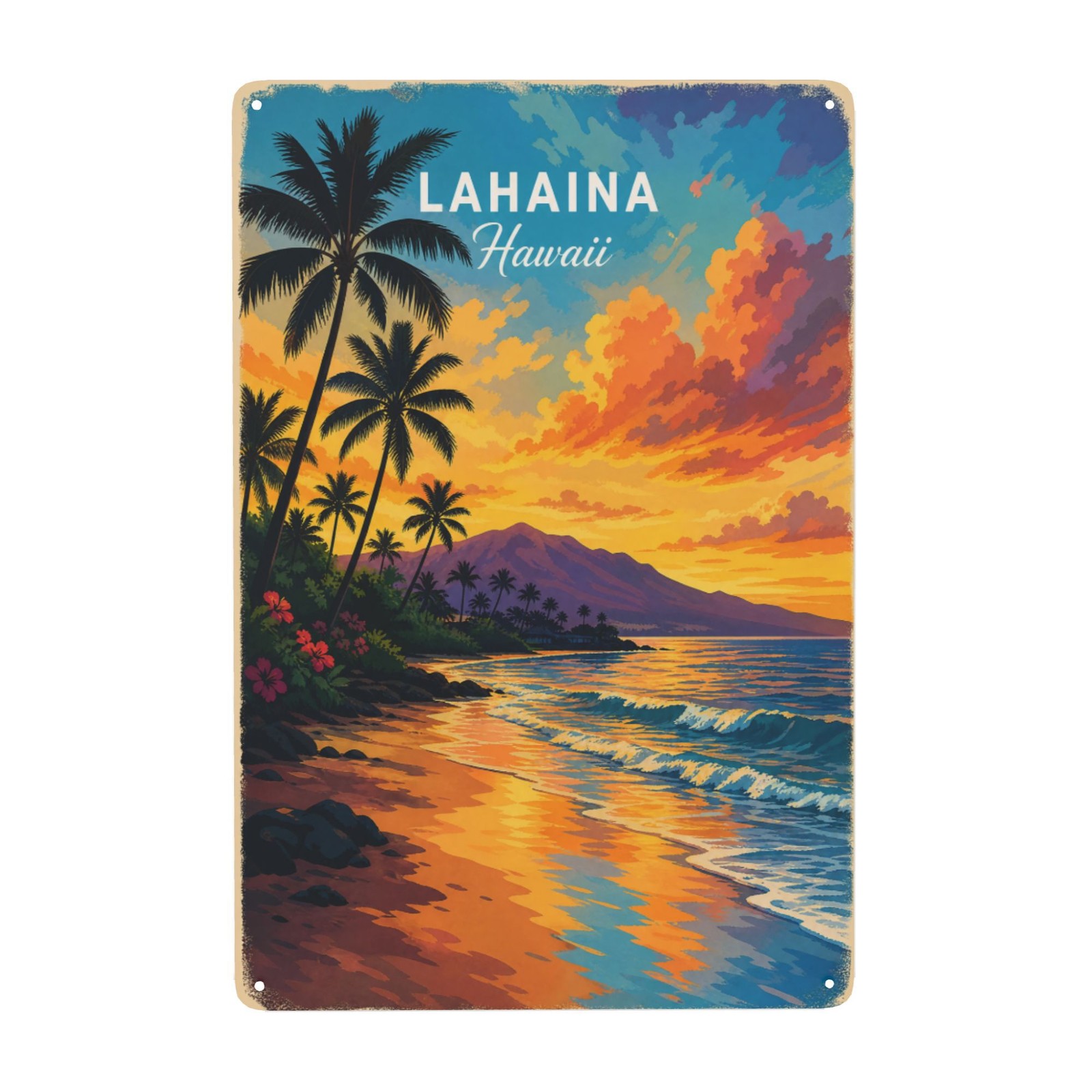 Lahaina Hawaii Tropical Beach Travel Scenery Metal Tin Sign Wall Decor 8x12 Inch Lahaina Hawaii Tropical Beach Travel Scenery Metal Tin Sign Wall Decor 8x12 Inch