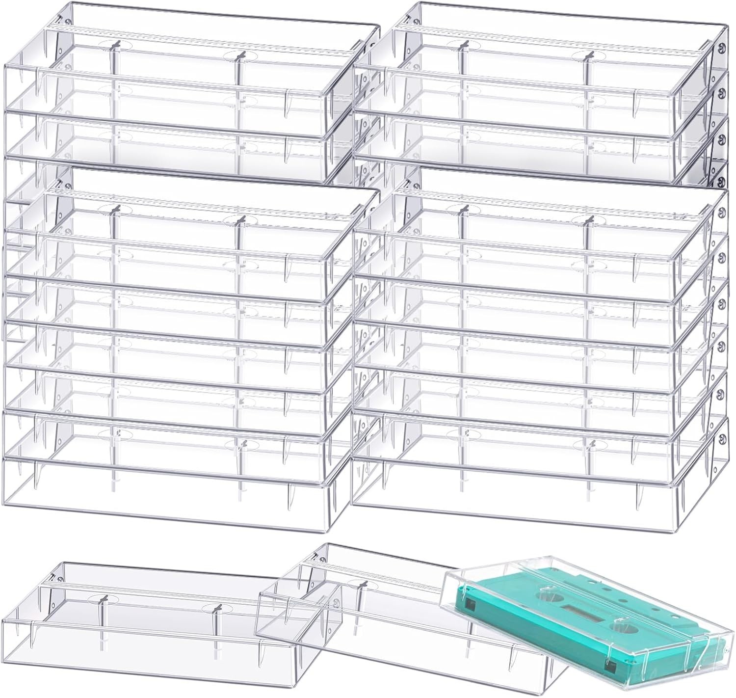 30 Pcs Audio Cassette Storage Cases Plastic Cassette Tape Cases Blank Voice R... 30 Pcs Audio Cassette Storage Cases Plastic Cassette Tape Cases Blank Voice R...