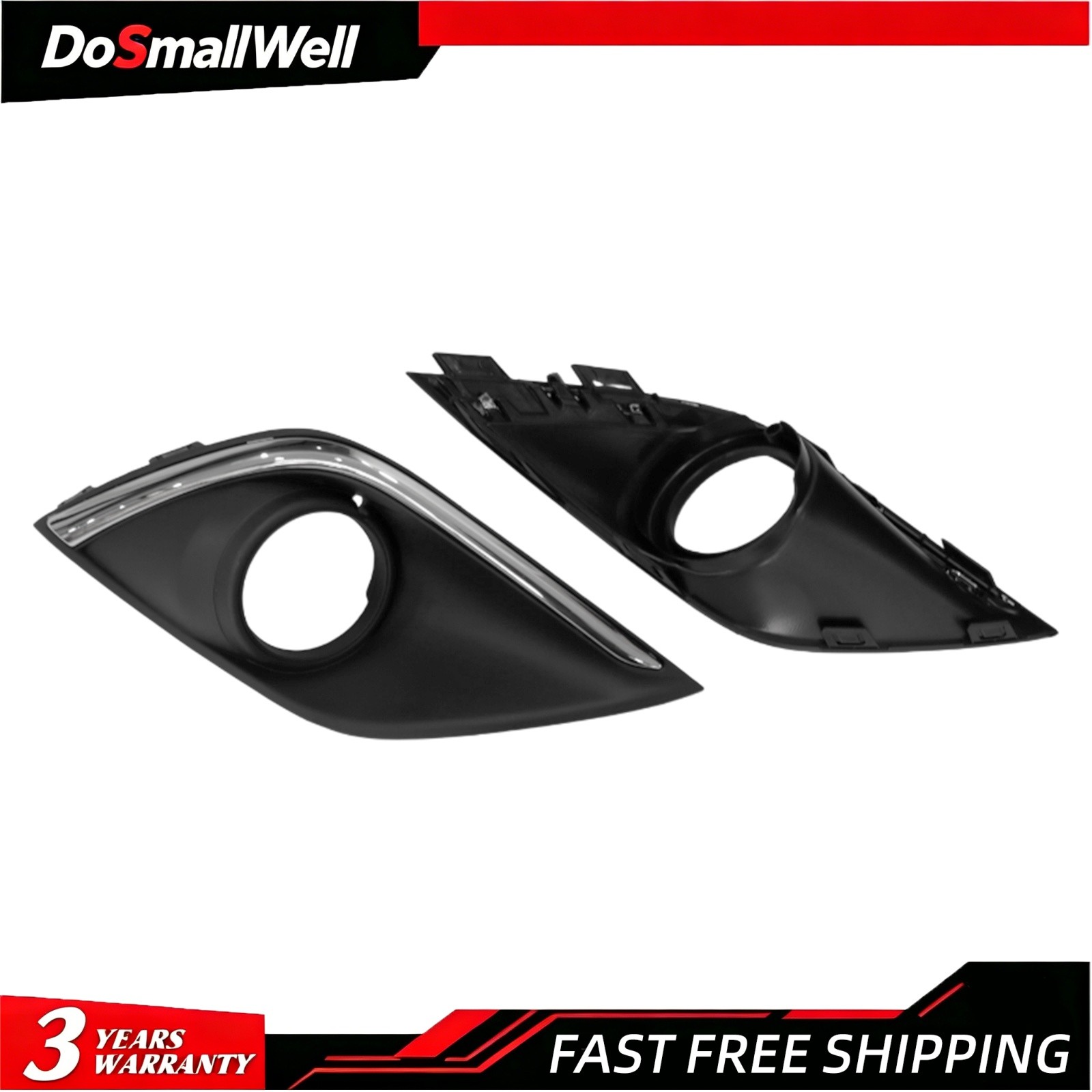 RH+LH Front Bumper Fog Lamp Light Cover Bezel For Mitsubishi Outlander 2016-2019