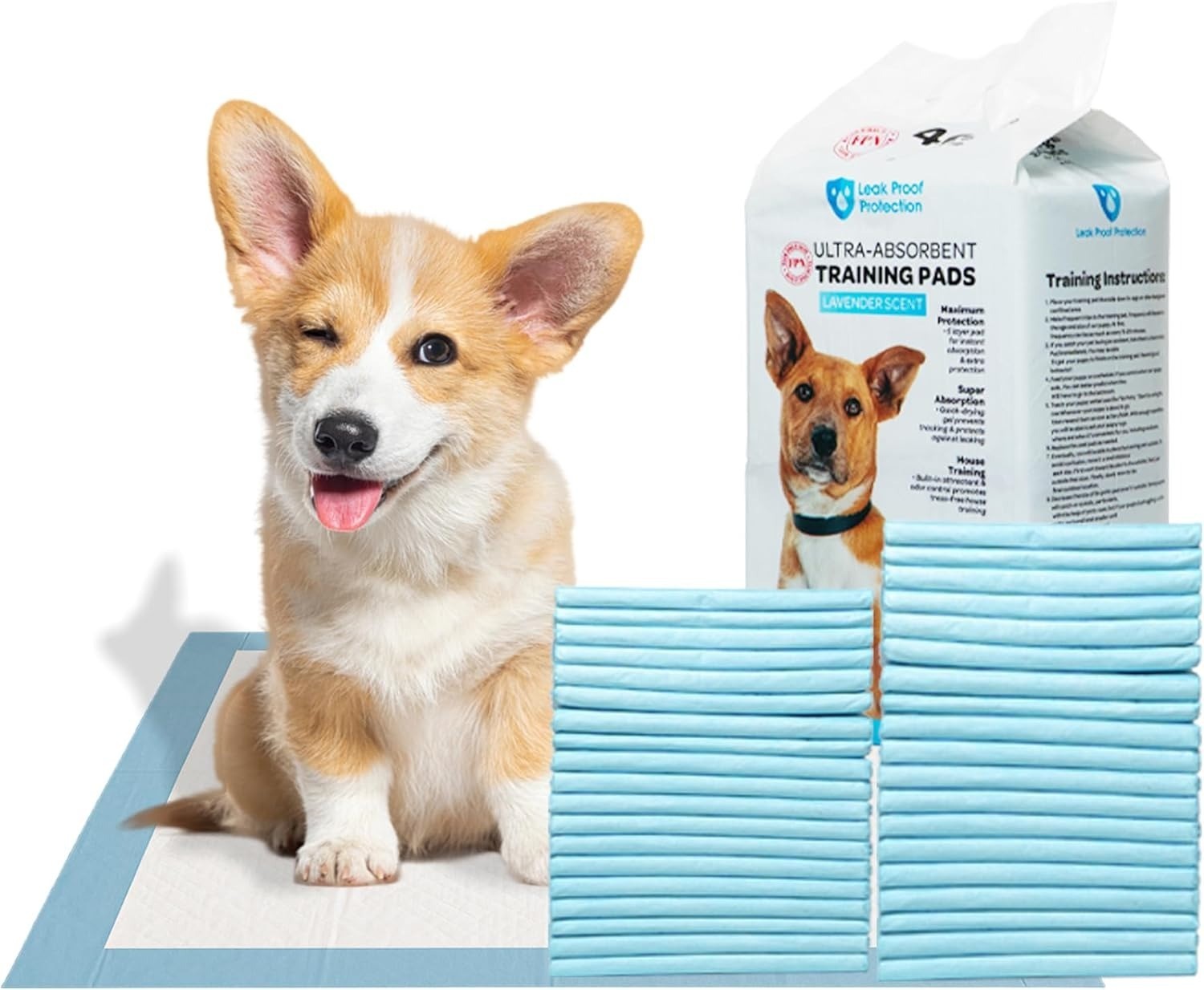 Pet Training Pads for Dogs Ultra Absorbent Puppy Pee Pads Leak Proof - FPN