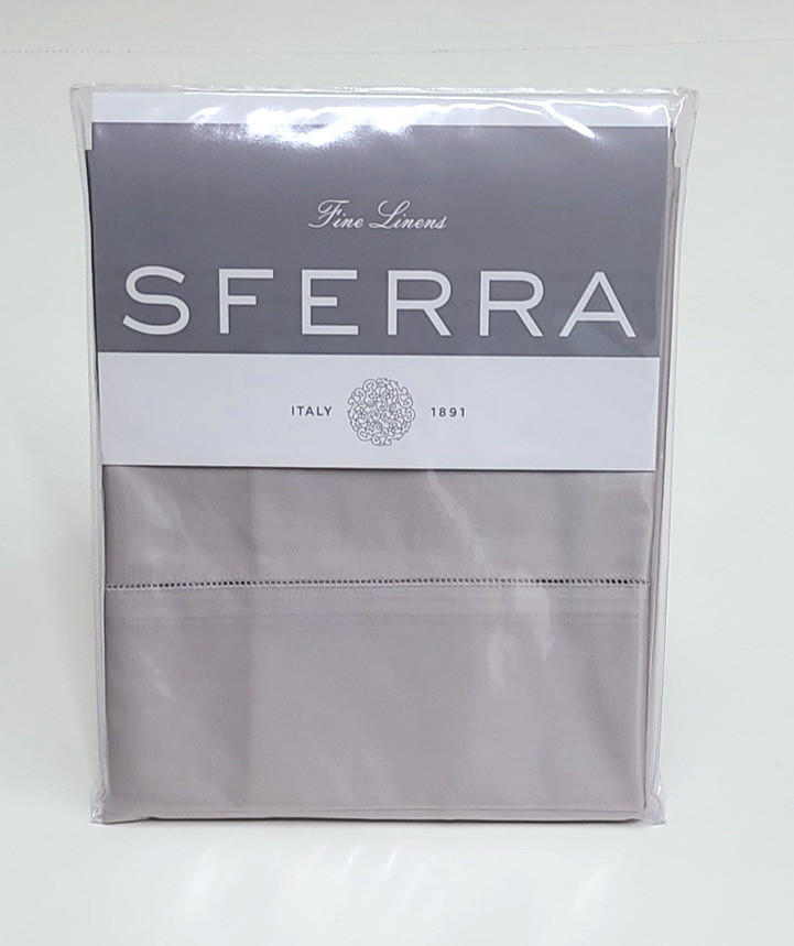 Sferra Giotto 734 Standard Pillowcase Pair Grey Cotton Sateen