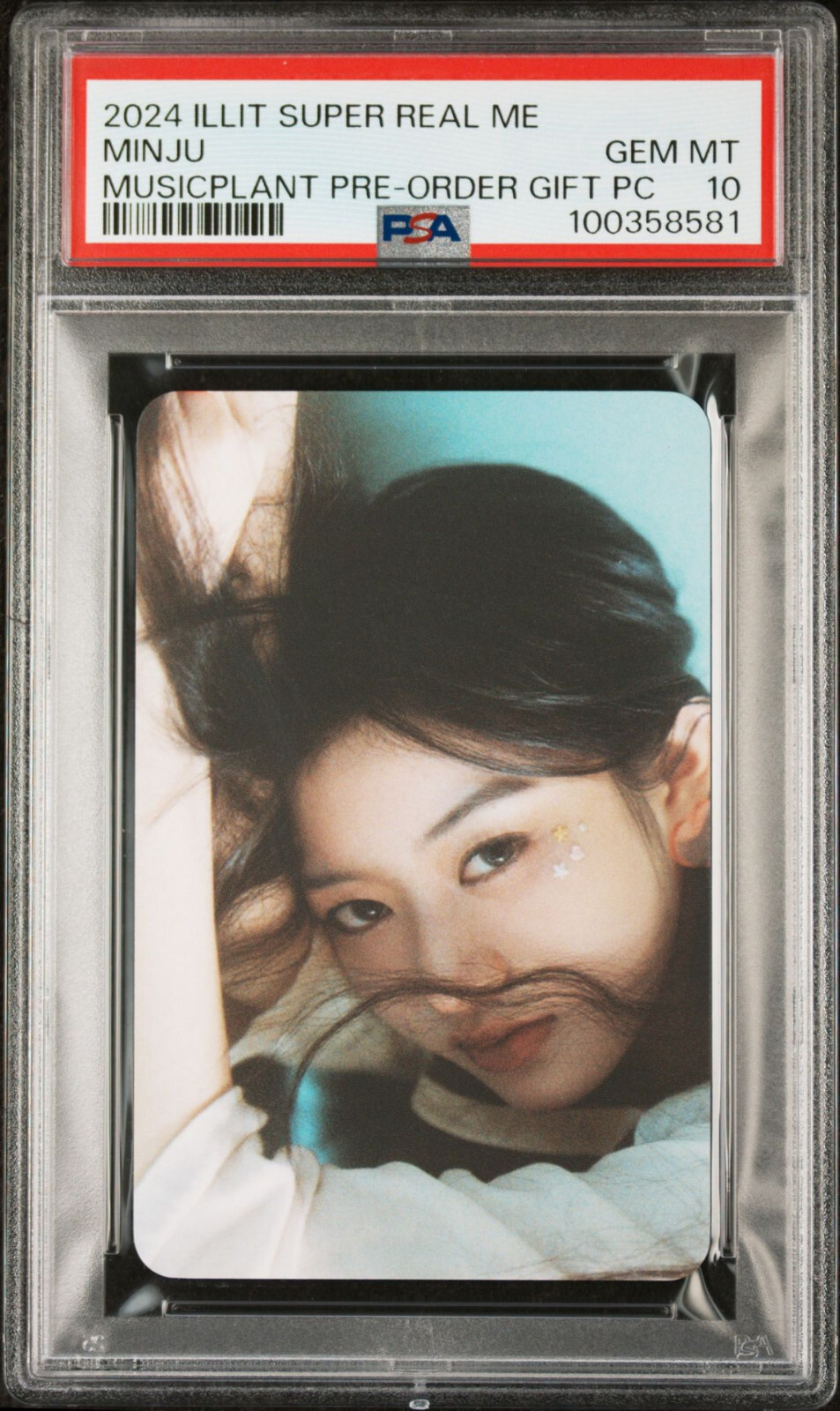 ILLIT SUPER REAL ME MUSICPLANT PRE-ORDER GIFT PHOTOCARD MINJU GEM MINT PSA 10