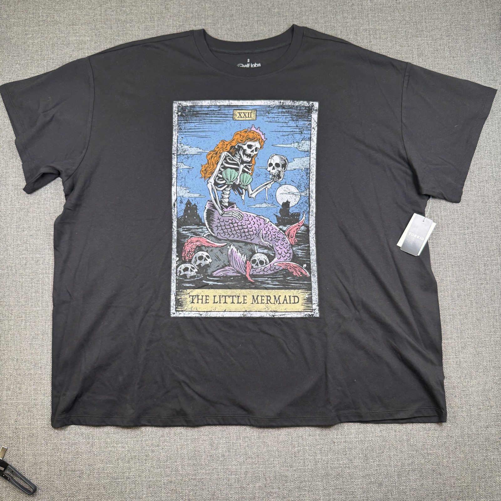 Torrid The Little Mermaid Skeleton Tarot Card Sample T-Shirt Women\'s Plus Sz 2X