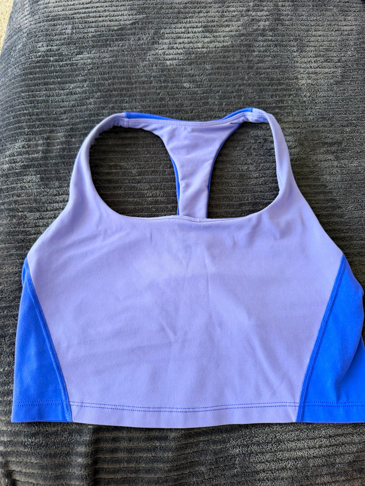 Athleta Purple/Blue Racerback Sports Bra Wireless Medium Support Lined Size M Athleta Purple/Blue Racerback Sports Bra Wireless Medium Support Lined Size M