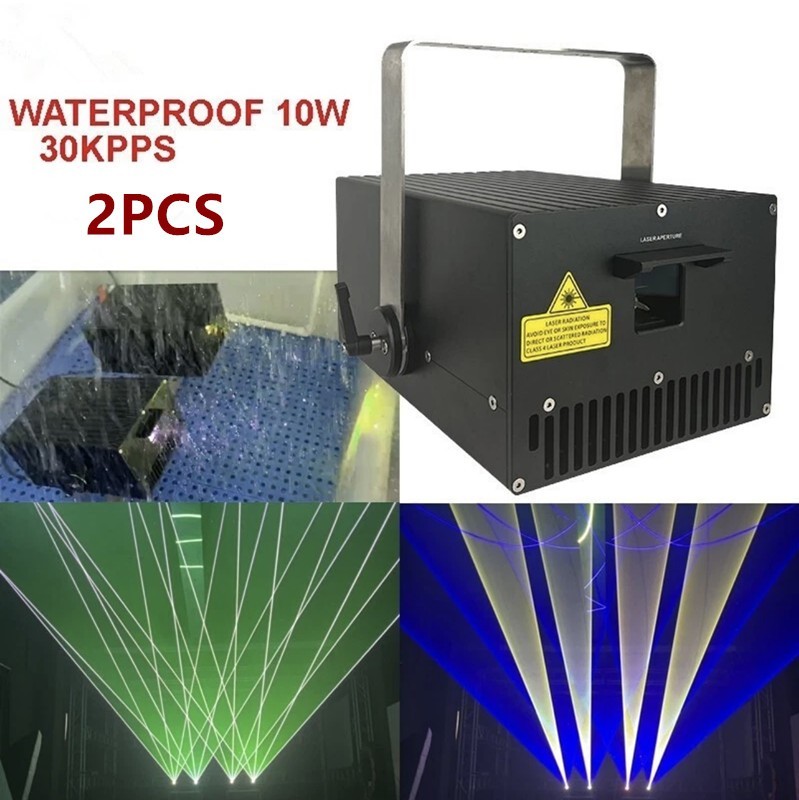 2pcs waterproof 10W high power Laser Light RGB Animation Beam ILDA Outdoor Stage