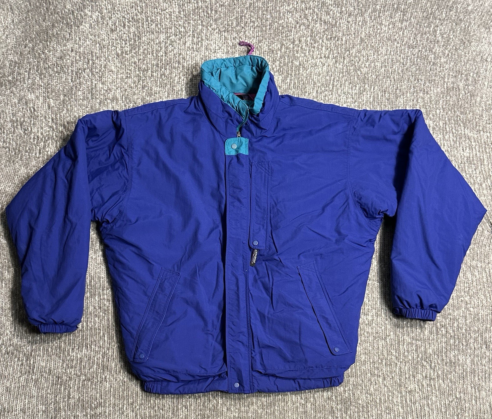 Vintage Patagonia Full Zip Nylon Jacket Size M Blue Teal 80s Ski Retro