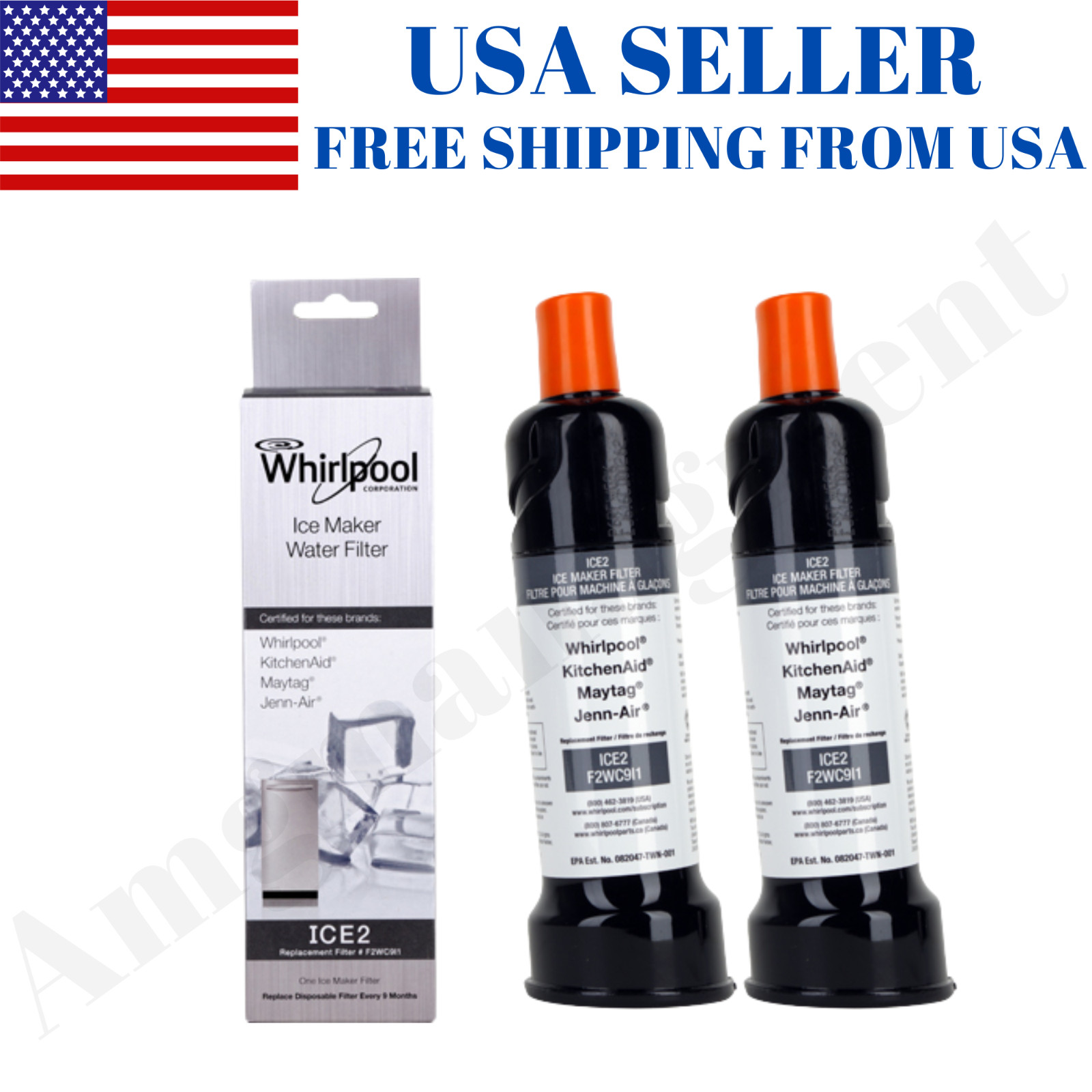 2 Pack Whirlpool ICE2 F2WC9I1 Fridge Water Filter OEM NSF Certified New