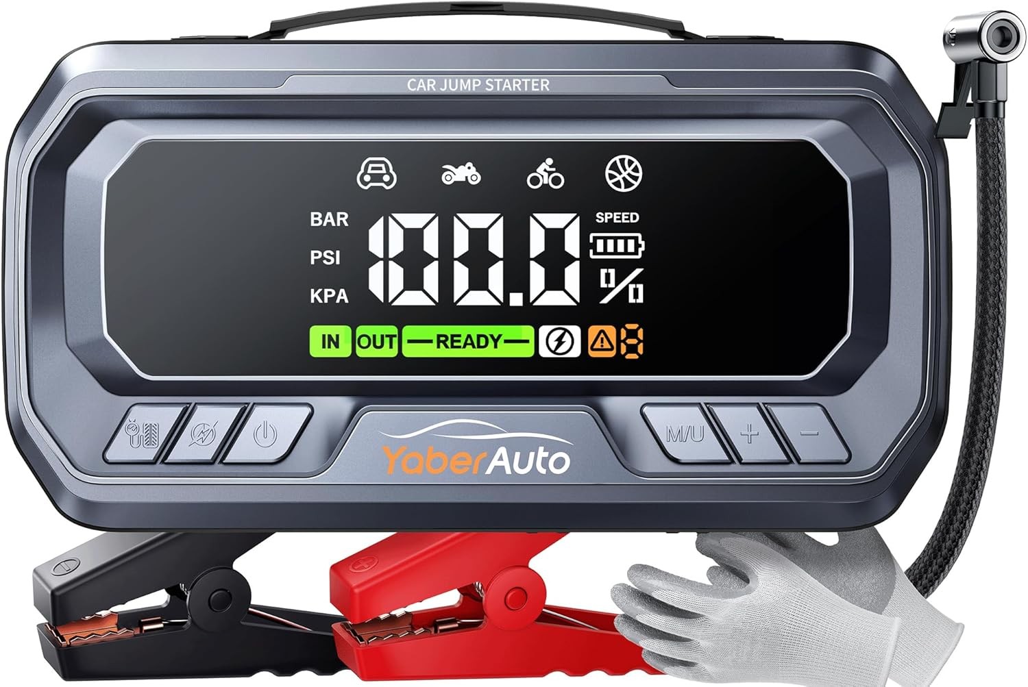 YaberAuto 12-in-1 Jump Starter with Air Compressor 8000A 160PSI Portable Car YaberAuto 12-in-1 Jump Starter with Air Compressor 8000A 160PSI Portable Car