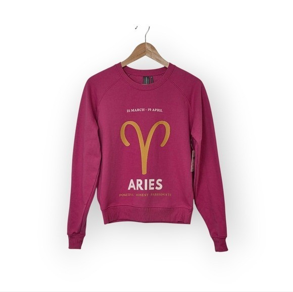 NWT Anthropologie Women\'s Zodiac Aries Pink Sweatshirt XS NWT Anthropologie Women\'s Zodiac Aries Pink Sweatshirt XS